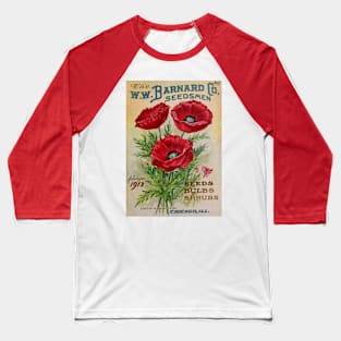 Poppy flowers -  Vintage Advertising Baseball T-Shirt